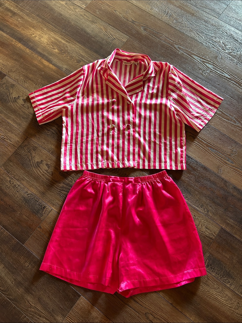 Women’s Vintage Two-Piece Pink Stripe Sleep Set